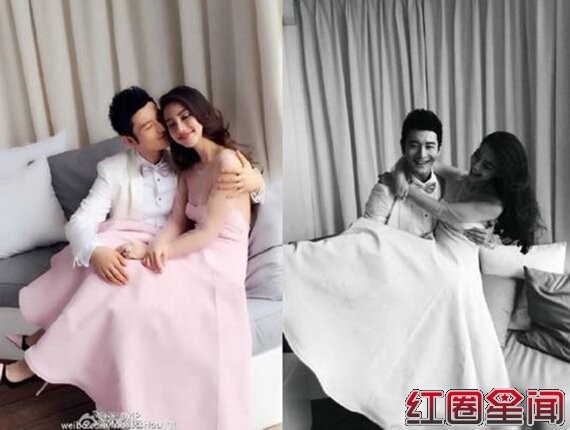 婚礼整蛊黄晓明尴尬图片 黄晓明baby婚礼激吻照片