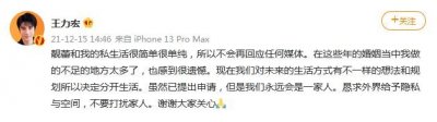 ​王力宏回应离婚传闻：决定分开生活，已提出申请