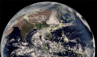 ​高清卫星云图看天气：超凶冷空气变温带气旋，我国大雾弥漫