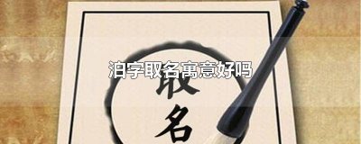 ​泊字取名寓意好吗